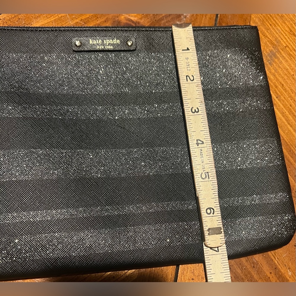 Kate Spade New York Graham Haven Lane Black Glitter Stripe Wristlet Clutch Bag - Picture 9 of 9